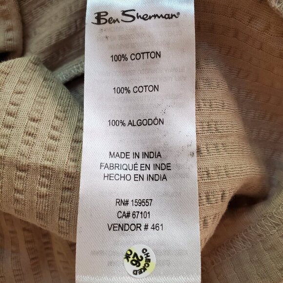 NWT BEN SHERMAN SZ L Seersucker 100% Cotton Knit Short Sleeve Button Down Shirt - Picture 9 of 11
